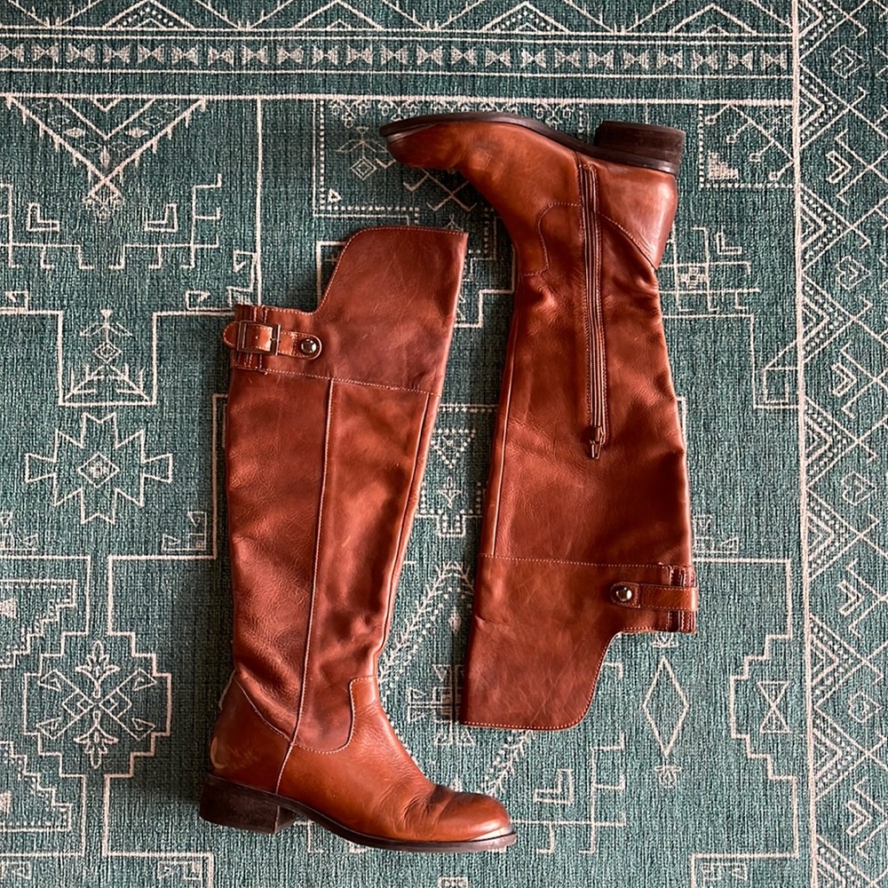 Seychelles Over the Knee Boots Cognac Brown Leather Sz 7